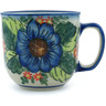 Polish Pottery Mug 10 oz Blue Bouquet UNIKAT