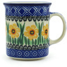 Polish Pottery Mug 10 oz Yellow Daffodil Field UNIKAT