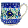 Polish Pottery Mug 12 oz Blue Floral Day UNIKAT