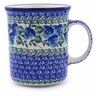 Polish Pottery Mug 15 oz Blue Pansy