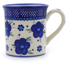 Polish Pottery Mug 8 oz Bleu-belle Fleur