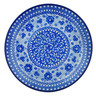 Polish Pottery Plate 10&quot; Blue Poppy Circle UNIKAT