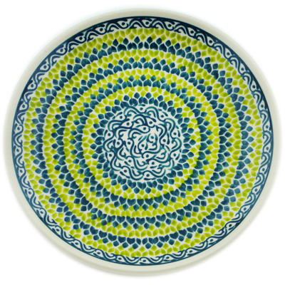 Polish Pottery Plate 6&quot; Green Leaves