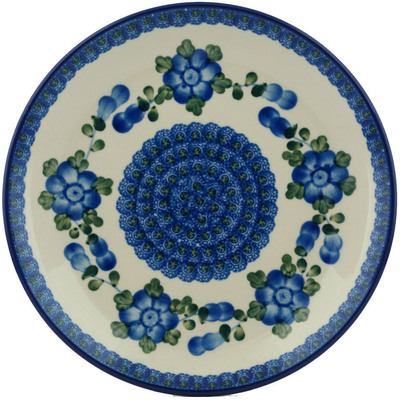 Polish Pottery Plate 9&quot; Blue Poppies