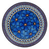 Polish Pottery Plate 9&quot; Blue Poppies UNIKAT