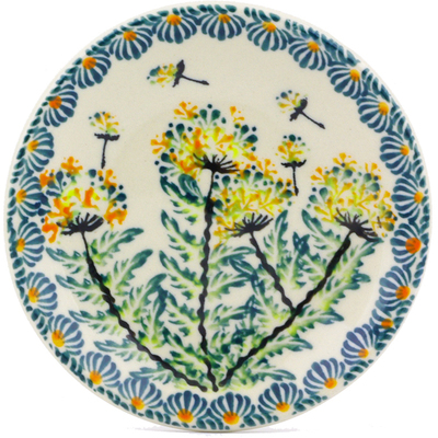 Polish Pottery Plate Small Yellow Dandelions
