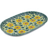 Polish Pottery Platter 9&quot; Sunflower Fields
