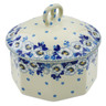 Polish Pottery Pretzel Jar 6&quot; Blue Spring