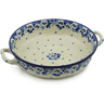 Polish Pottery Round Baker with Handles 10-inch Medium Blue Spring