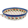 Polish Pottery Round Baker with Handles 10-inch Medium Garden Party