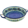 Polish Pottery Round Baker with Handles 10-inch Medium Lavender Meadow UNIKAT