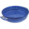 Polish Pottery Round Baker with Handles 10-inch Medium Winter Frost