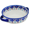 Polish Pottery Round Baker with Handles 8&quot; The Floral Wish