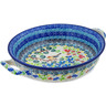 Polish Pottery Round Baker with Handles Medium Relaxing Day UNIKAT