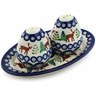 Polish Pottery Salt and Pepper Set 7&quot; Reindeer In The Pines