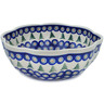 Polish Pottery Scalloped Fluted Bowl 10&quot; Peacock Pines