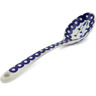 Polish Pottery Serving Spoon 13&quot; Blue Tulip Peacock