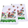 Textile Cotton Set of 2 Kitchen Towels 24&quot; Roosters Dance Green