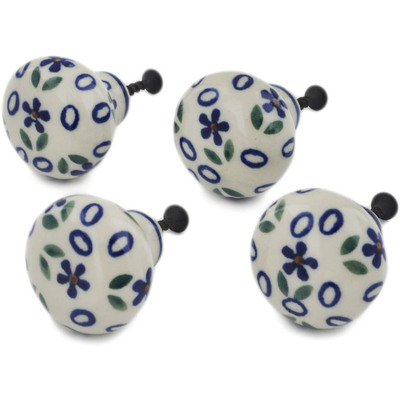 Polish Pottery Set of 4 Drawer Pull Knobs 1-1/2 inch Daisy Sprinkles