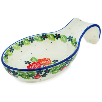 Polish Pottery Spoon Rest 7&quot; In The Rose Garden