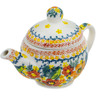 Polish Pottery Tea or Coffee Pot 15 oz Sunset Meadow UNIKAT