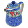 Polish Pottery Tea or Coffee Pot 37 oz Red Pansy