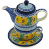 Polish Pottery Tea Set for One 17 oz Enchanted Spring UNIKAT