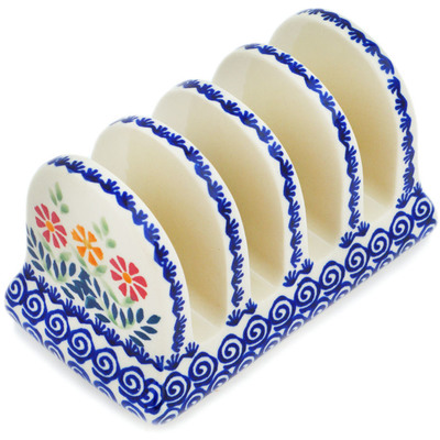 Polish Pottery Toast Holder 6&quot; Wave Of Flowers
