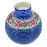 Polish Pottery Vase 7&quot; Red Pansy