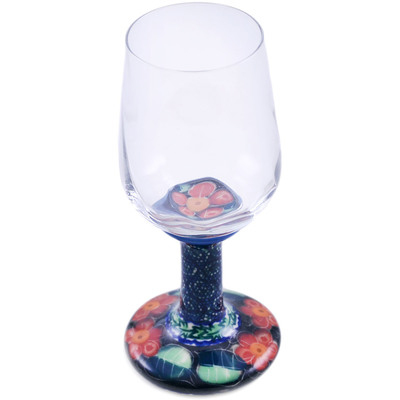 Glass Wine Glass 11 oz Flower Grove UNIKAT