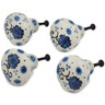 1-inch Stoneware Set of 4 Drawer Pull Knobs - Polmedia Polish Pottery H3457L
