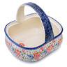 10-inch Stoneware Basket with Handle - Polmedia Polish Pottery H0590M