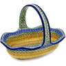 11-inch Stoneware Basket with Handle - Polmedia Polish Pottery H1473D