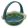 11-inch Stoneware Basket with Handle - Polmedia Polish Pottery H5892J