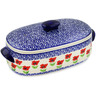 11-inch Stoneware Jar with Lid and Handles - Polmedia Polish Pottery H5469L