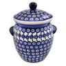 11-inch Stoneware Jar with Lid and Handles - Polmedia Polish Pottery H7852L