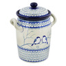 11-inch Stoneware Jar with Lid and Handles - Polmedia Polish Pottery H8270J