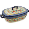 12-inch Stoneware Baker with Cover with Handles - Polmedia Polish Pottery H2673K
