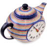 12-inch Stoneware Teapot Clock - Polmedia Polish Pottery H1314M