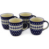 12 oz Stoneware Set of 4 Mugs - Polmedia Polish Pottery H0010K
