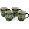 12 oz Stoneware Set of 4 Mugs - Polmedia Polish Pottery H0011K