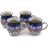 12 oz Stoneware Set of 4 Mugs - Polmedia Polish Pottery H0025K