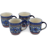 12 oz Stoneware Set of 4 Mugs - Polmedia Polish Pottery H0630L