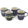 12 oz Stoneware Set of 4 Mugs - Polmedia Polish Pottery H0794L