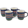 12 oz Stoneware Set of 4 Mugs - Polmedia Polish Pottery H2254L