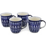 12 oz Stoneware Set of 4 Mugs - Polmedia Polish Pottery H2255L