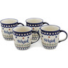 12 oz Stoneware Set of 4 Mugs - Polmedia Polish Pottery H2263L