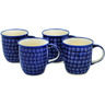 12 oz Stoneware Set of 4 Mugs - Polmedia Polish Pottery H4433N