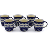 12 oz Stoneware Set of 6 Mugs - Polmedia Polish Pottery H0014K