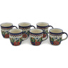 12 oz Stoneware Set of 6 Mugs - Polmedia Polish Pottery H3466L